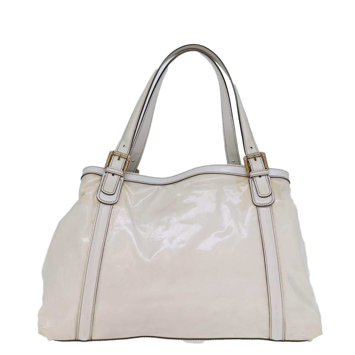 GUCCI Web Sherry Line Interlocking Bag Coated Canvas White 162094 yk12394