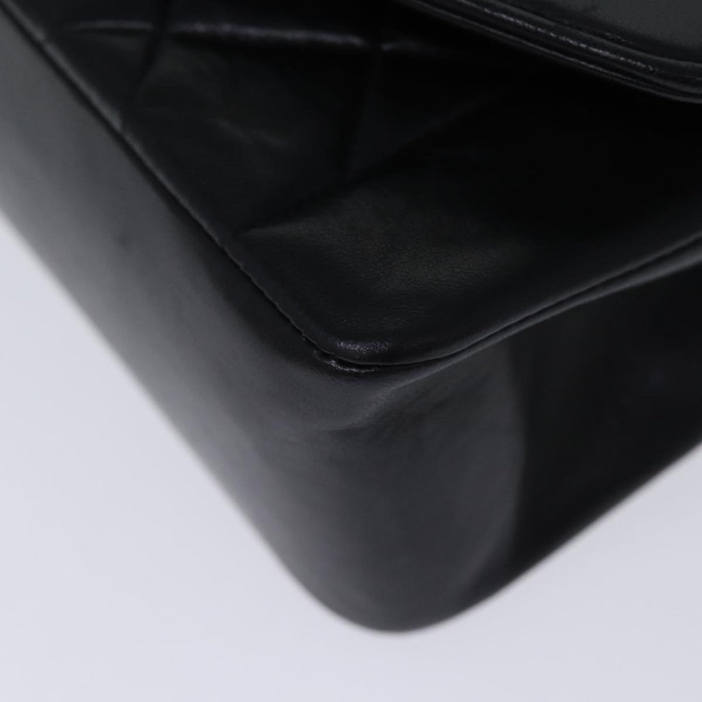 CHANEL Diana Matelasse Chain Shoulder Bag Lamb Skin Black CC yk12418A