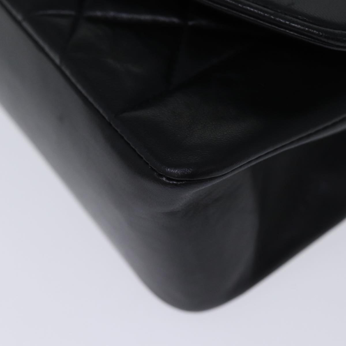 CHANEL Diana Matelasse Chain Shoulder Bag Lamb Skin Black CC yk12418A