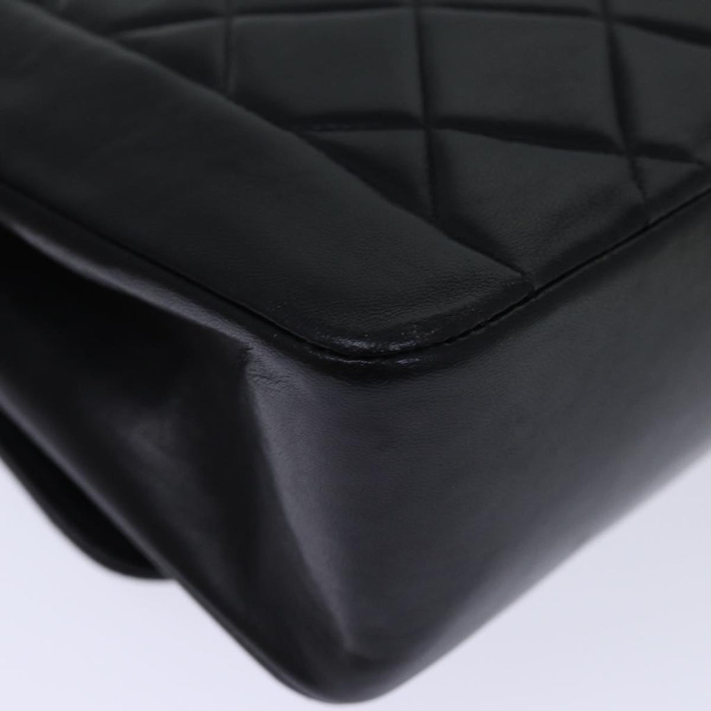 CHANEL Diana Matelasse Chain Shoulder Bag Lamb Skin Black CC yk12418A