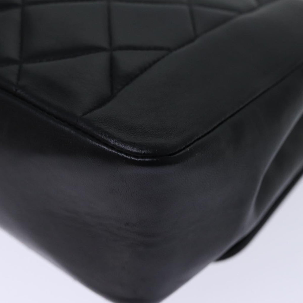 CHANEL Diana Matelasse Chain Shoulder Bag Lamb Skin Black CC yk12418A