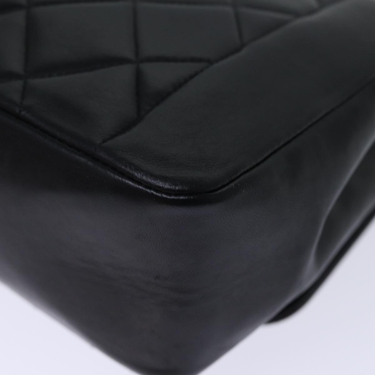 CHANEL Diana Matelasse Chain Shoulder Bag Lamb Skin Black CC yk12418A