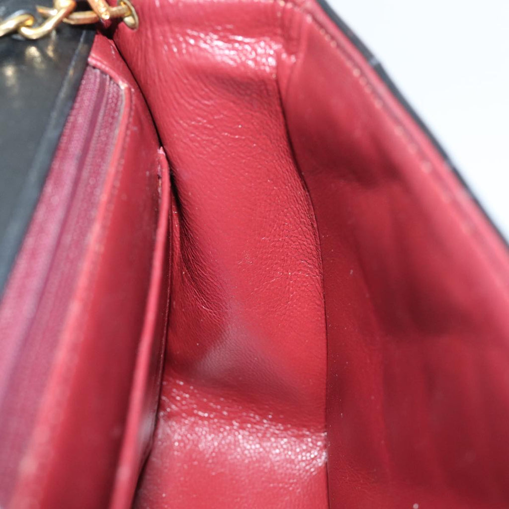 CHANEL Diana Matelasse Chain Shoulder Bag Lamb Skin Black CC yk12418A