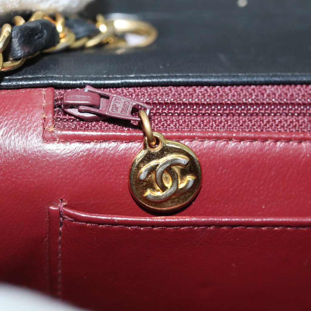 CHANEL Diana Matelasse Chain Shoulder Bag Lamb Skin Black CC yk12418A