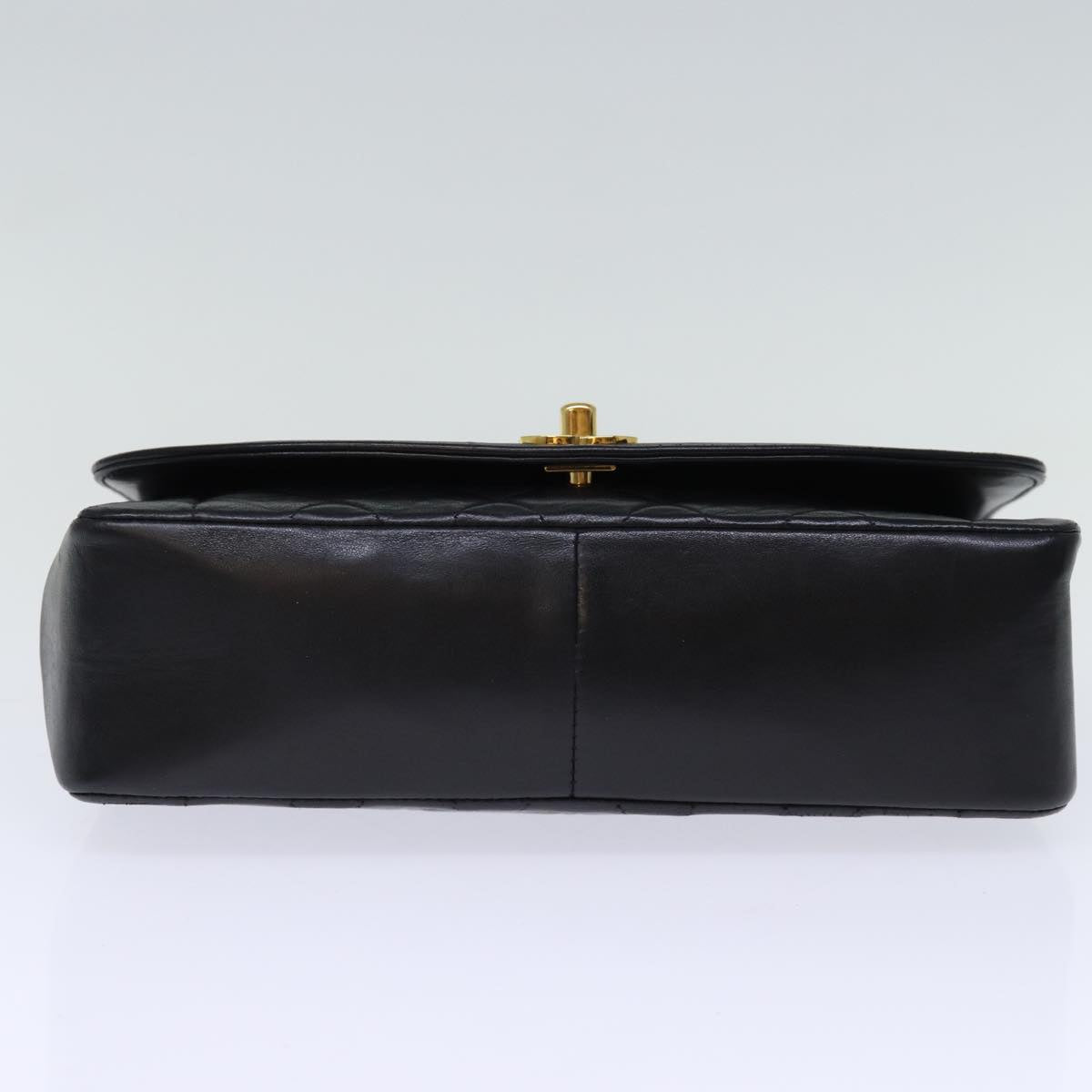 CHANEL Diana Matelasse Chain Shoulder Bag Lamb Skin Black CC yk12418A