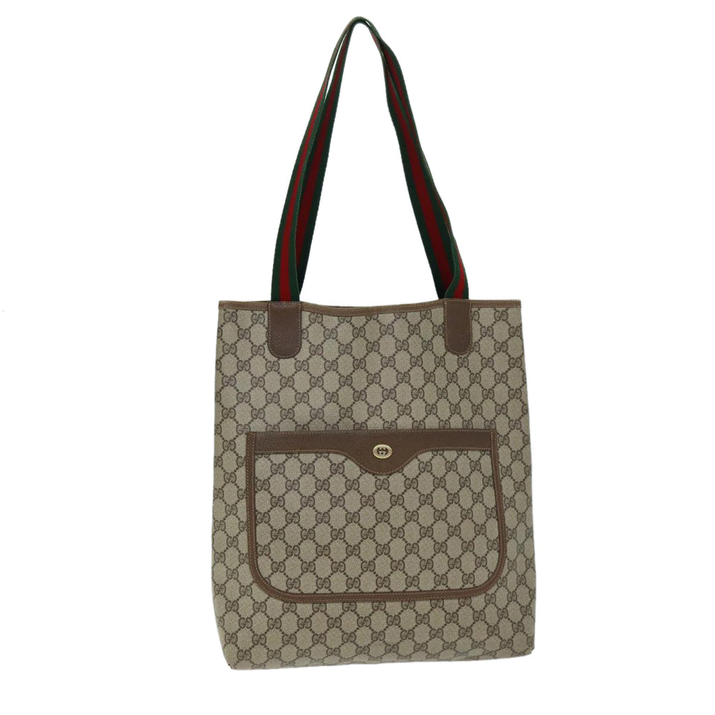 GUCCI GG Supreme Web Sherry Line Tote Bag PVC Beige Red 40 02 003 yk12437