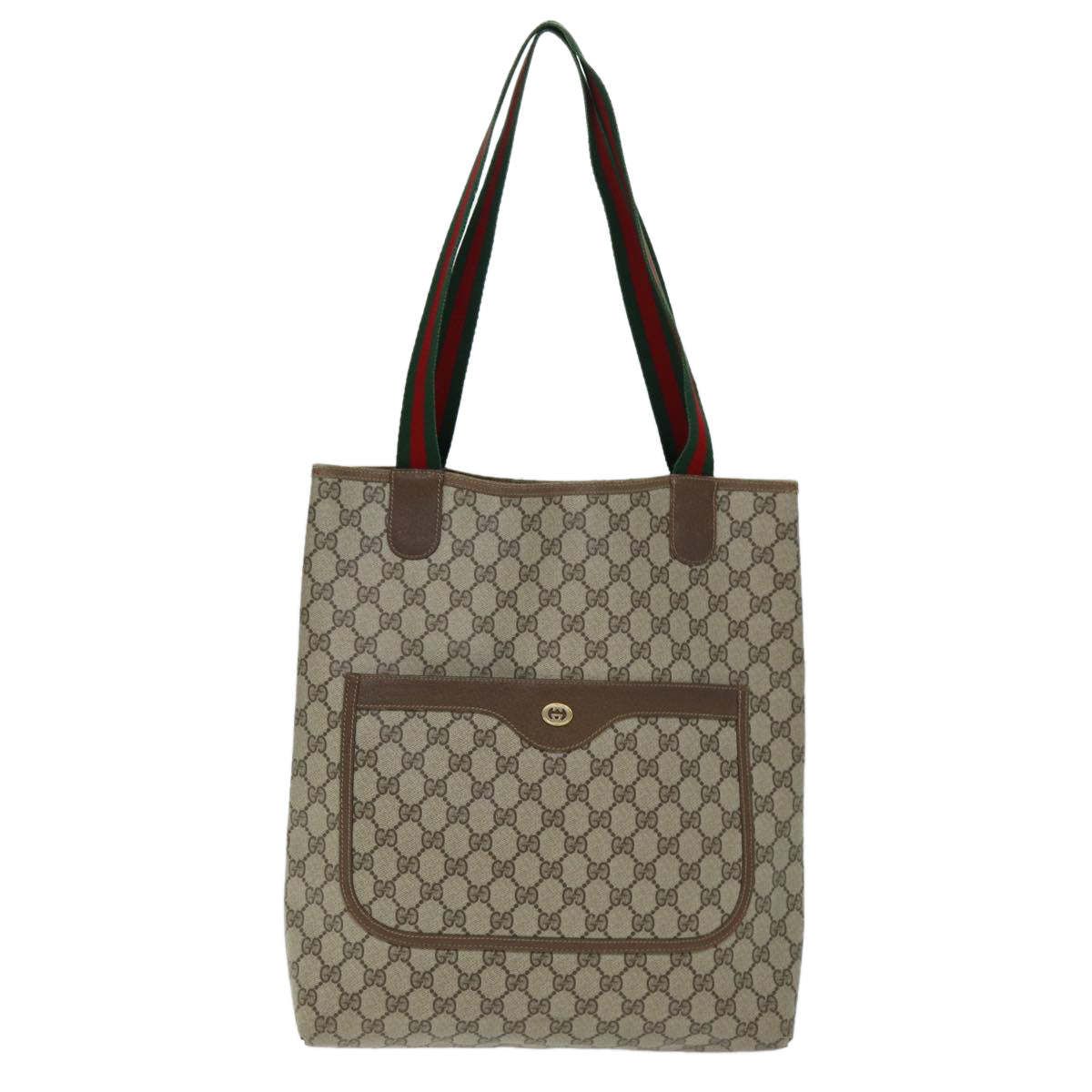 GUCCI GG Supreme Web Sherry Line Tote Bag PVC Beige Red 40 02 003 yk12437