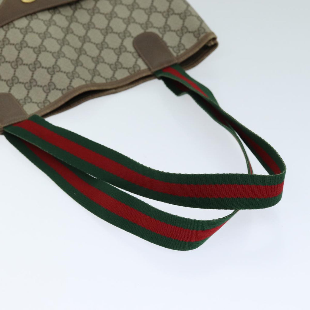 GUCCI GG Supreme Web Sherry Line Tote Bag PVC Beige Red 40 02 003 yk12437