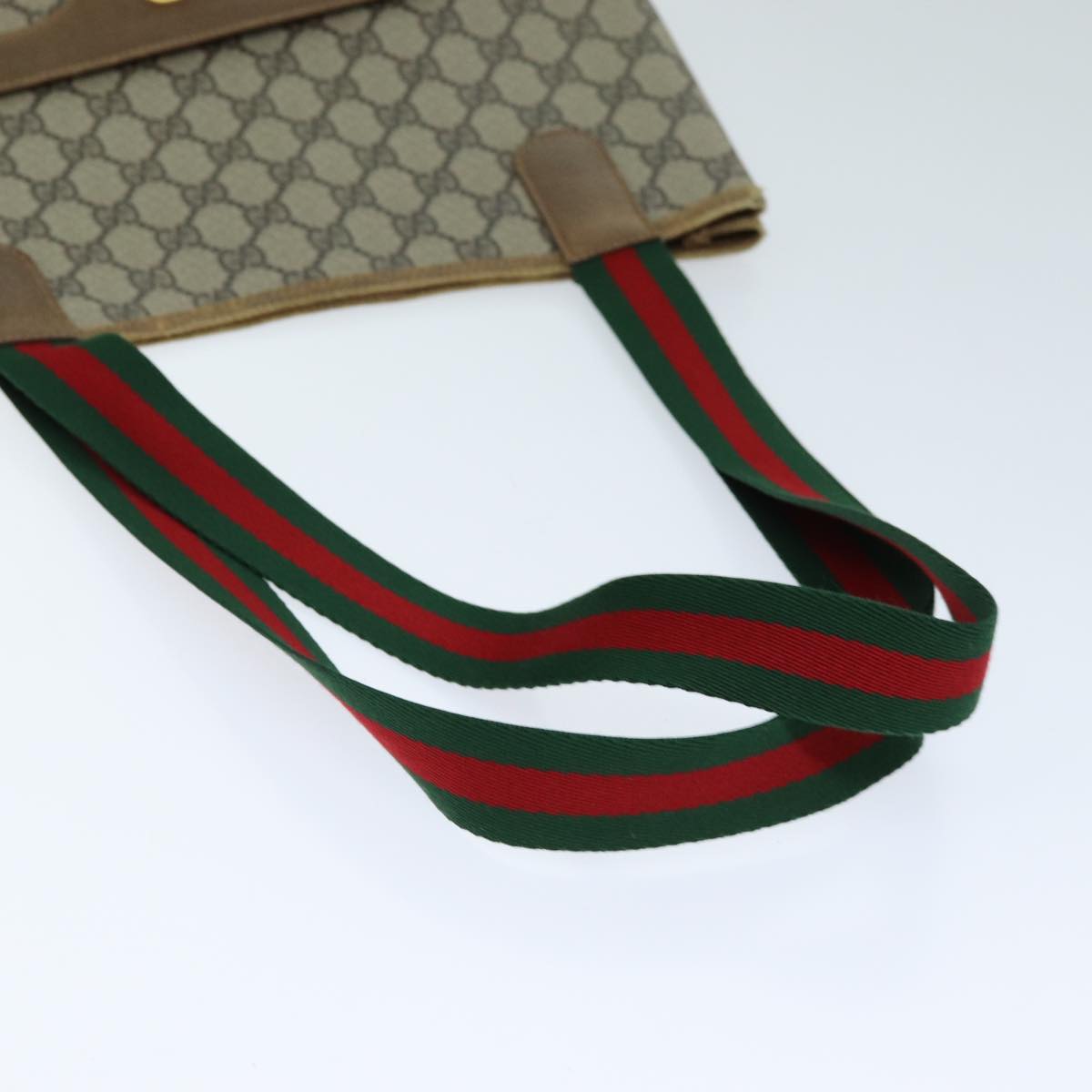 GUCCI GG Supreme Web Sherry Line Tote Bag PVC Beige Red 89 02 003 yk12451