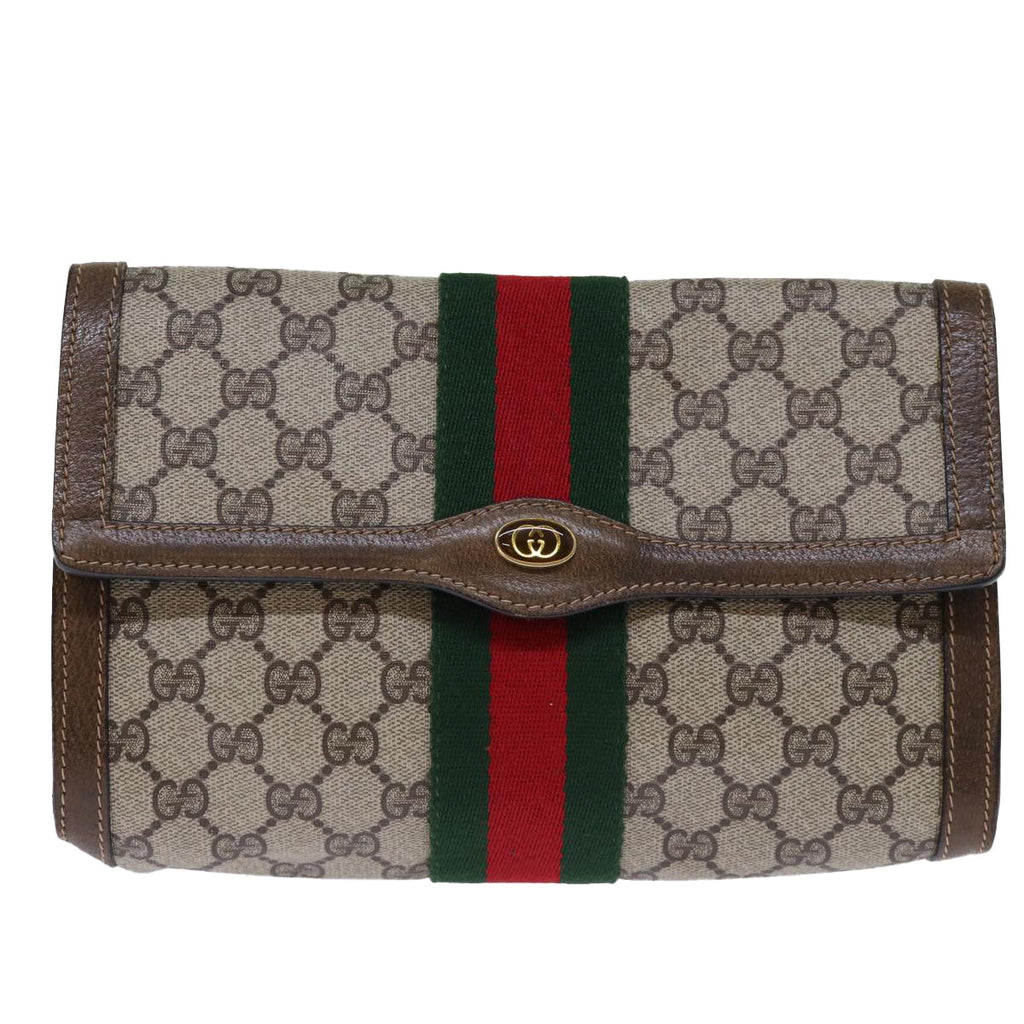 GUCCI GG Supreme Web Sherry Line Clutch Bag Beige 41 014 3087 25 yk12462