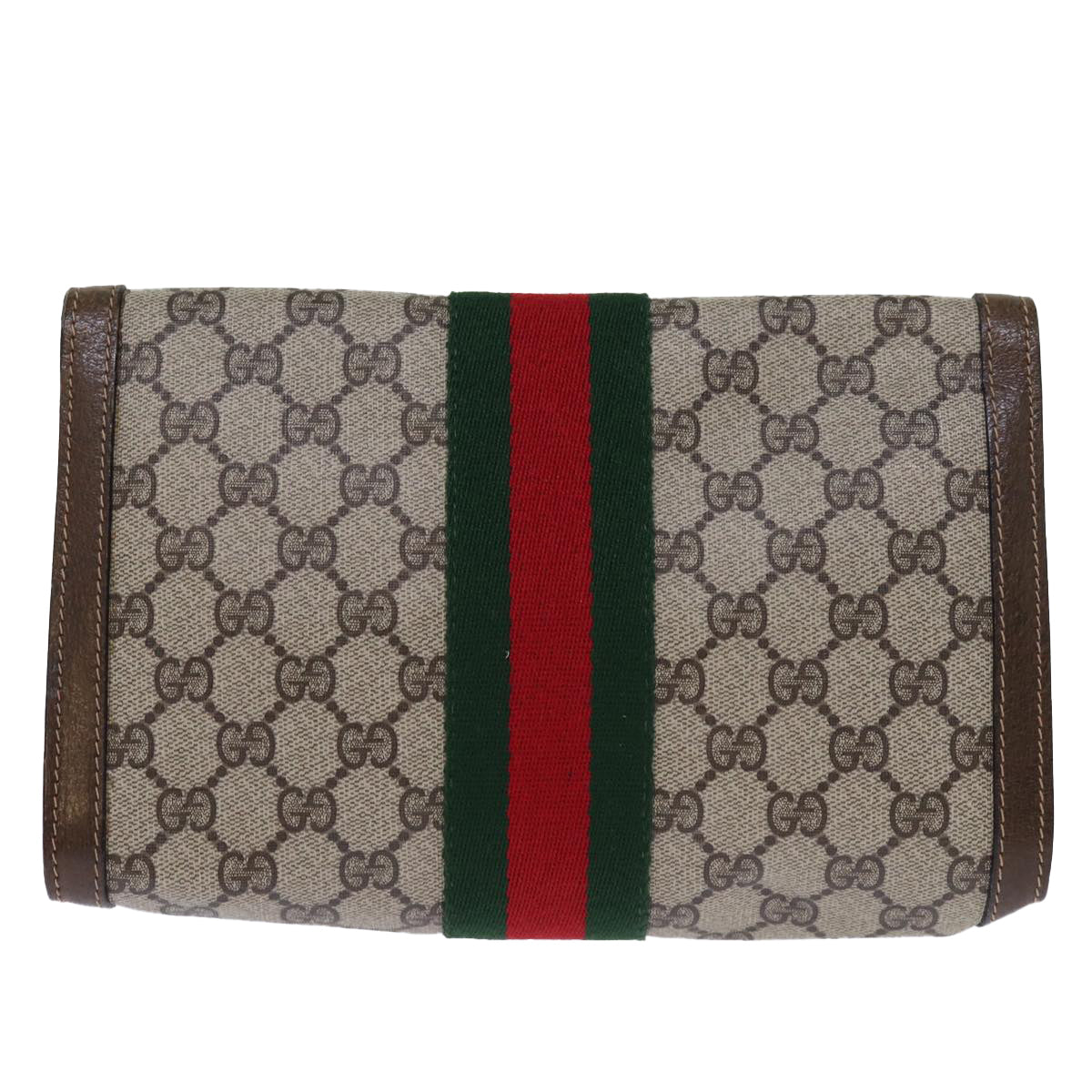 GUCCI GG Supreme Web Sherry Line Clutch Bag Beige 41 014 3087 25 yk12462