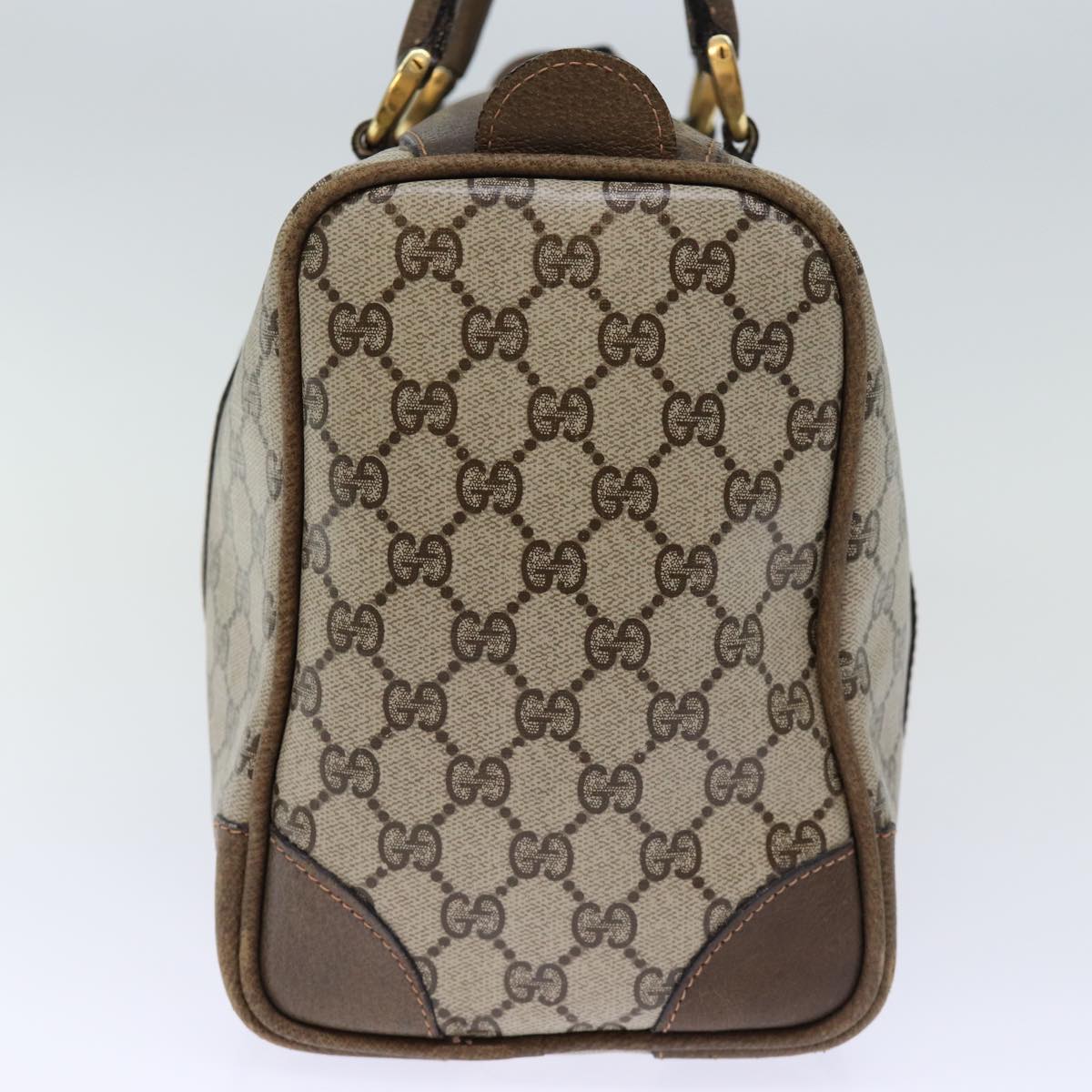 GUCCI GG Supreme Web Sherry Line Boston Bag PVC Vintage Beige Red yk12465