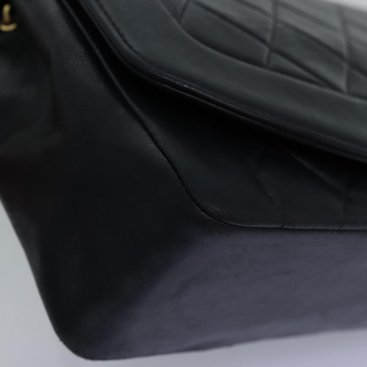 CHANEL Diana Matelasse Chain Shoulder Bag Lamb Skin Black CC yk12474
