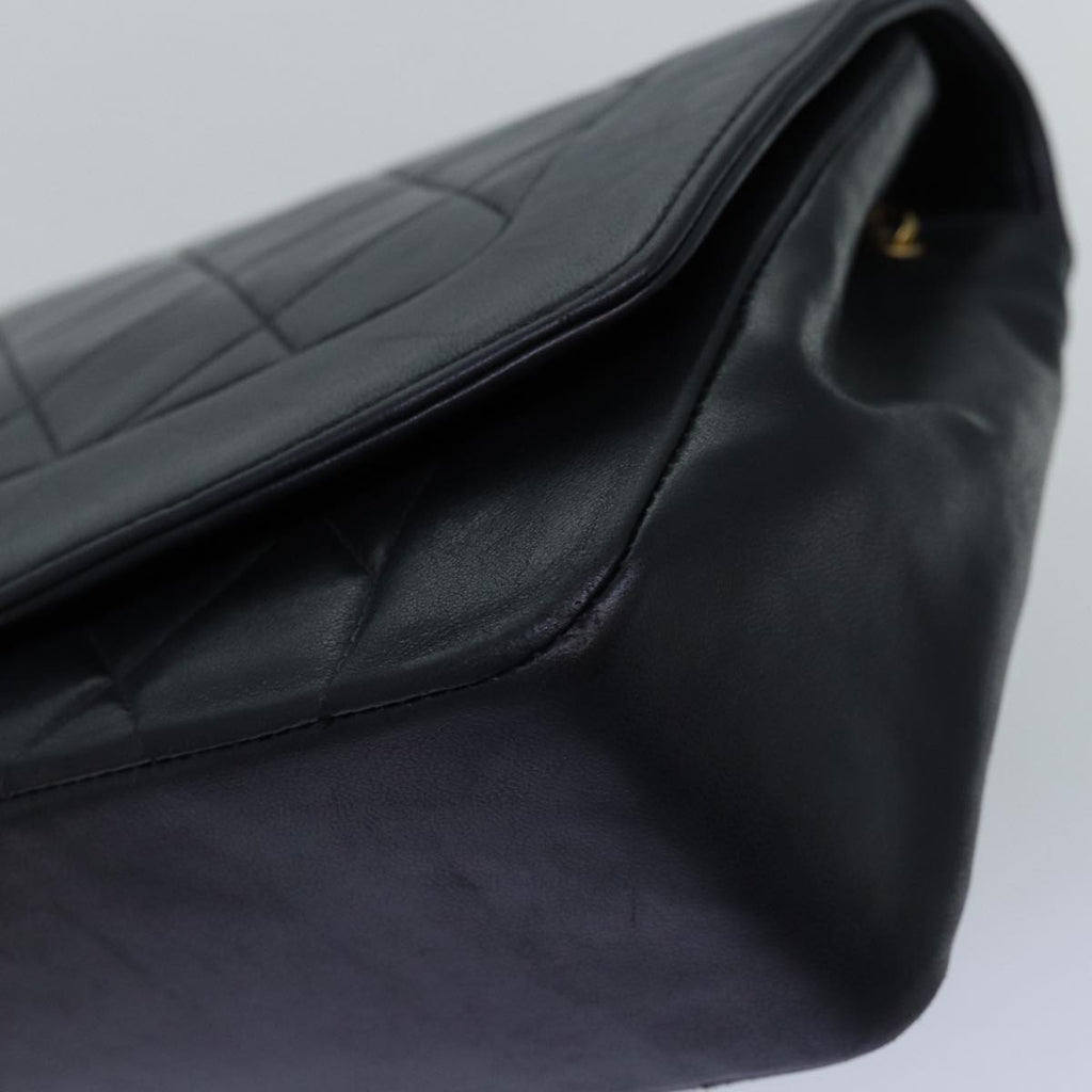 CHANEL Diana Matelasse Chain Shoulder Bag Lamb Skin Black CC yk12474