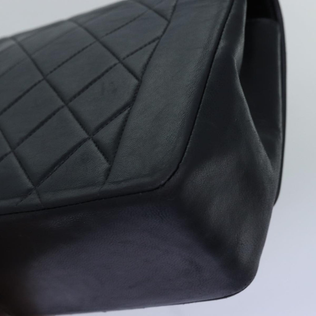 CHANEL Diana Matelasse Chain Shoulder Bag Lamb Skin Black CC yk12474