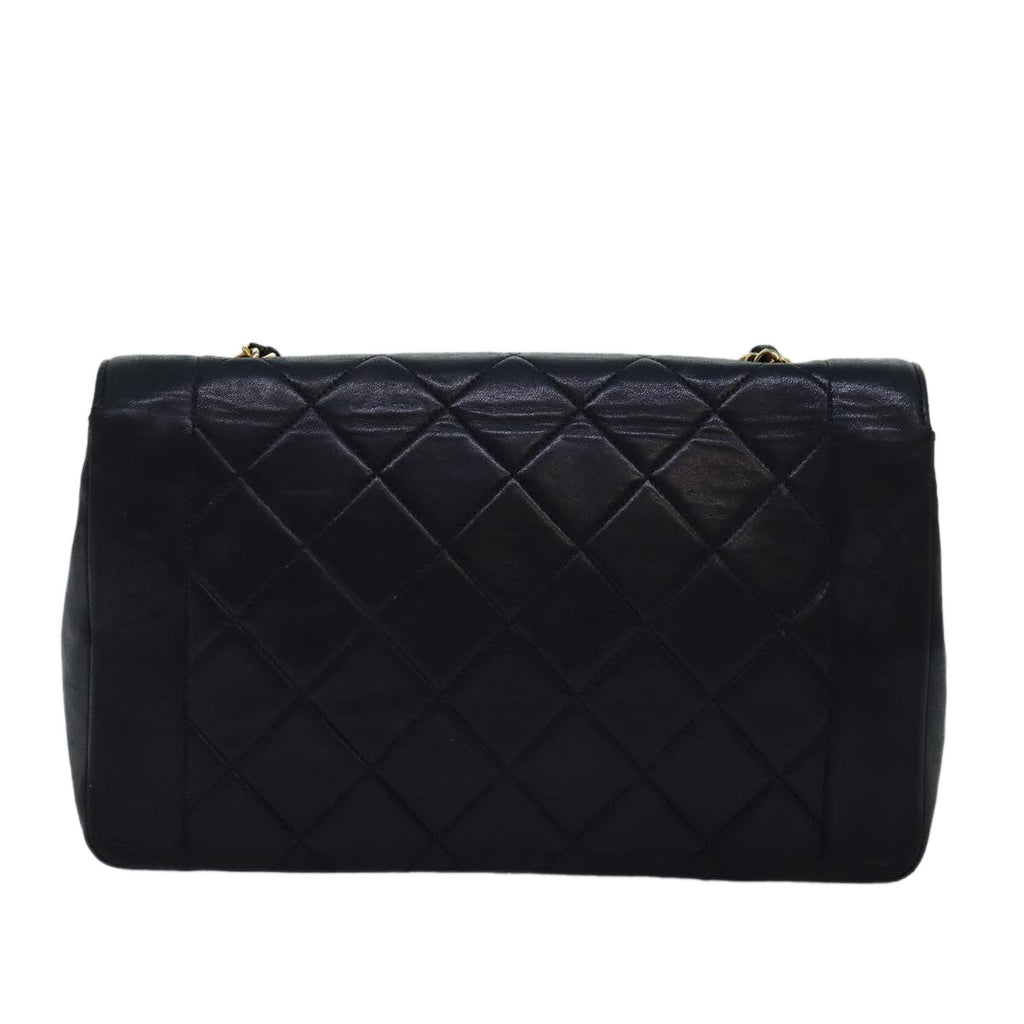 CHANEL Diana Matelasse Chain Shoulder Bag Lamb Skin Black CC yk12474