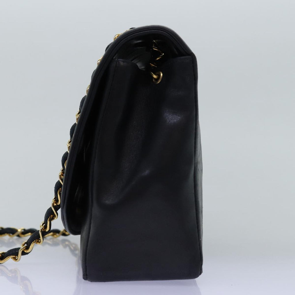 CHANEL Diana Matelasse Chain Shoulder Bag Lamb Skin Black CC yk12474