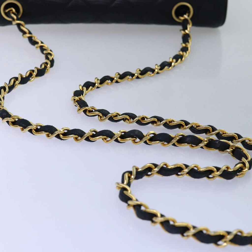 CHANEL Diana Matelasse Chain Shoulder Bag Lamb Skin Black CC yk12474
