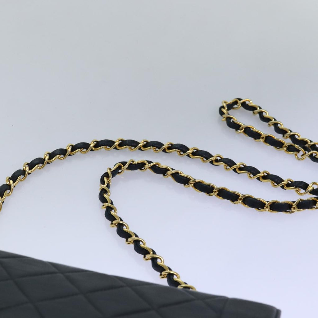 CHANEL Diana Matelasse Chain Shoulder Bag Lamb Skin Black CC yk12474