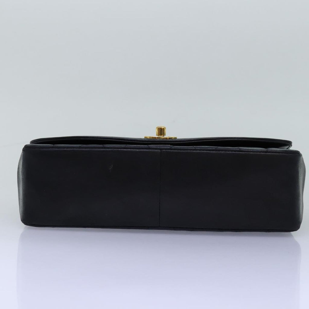 CHANEL Diana Matelasse Chain Shoulder Bag Lamb Skin Black CC yk12474