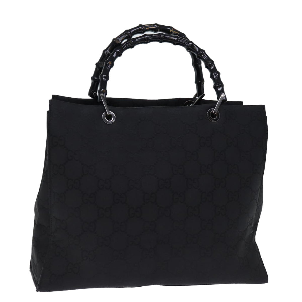 GUCCI Bamboo GG Canvas Hand Bag Black 002 1010 yk12489