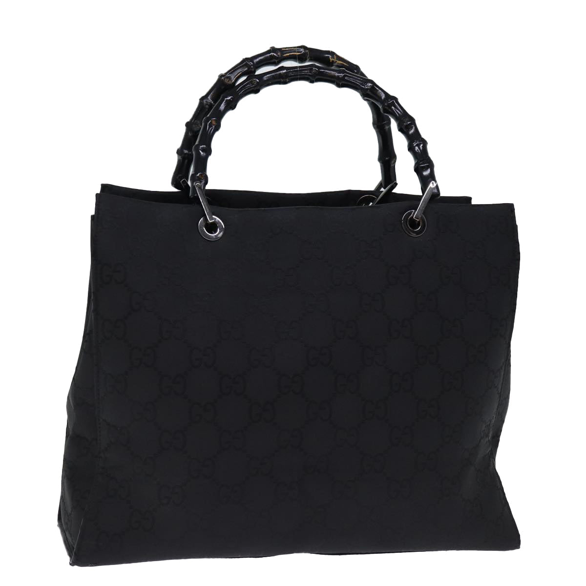 GUCCI Bamboo GG Canvas Hand Bag Black 002 1010 yk12489