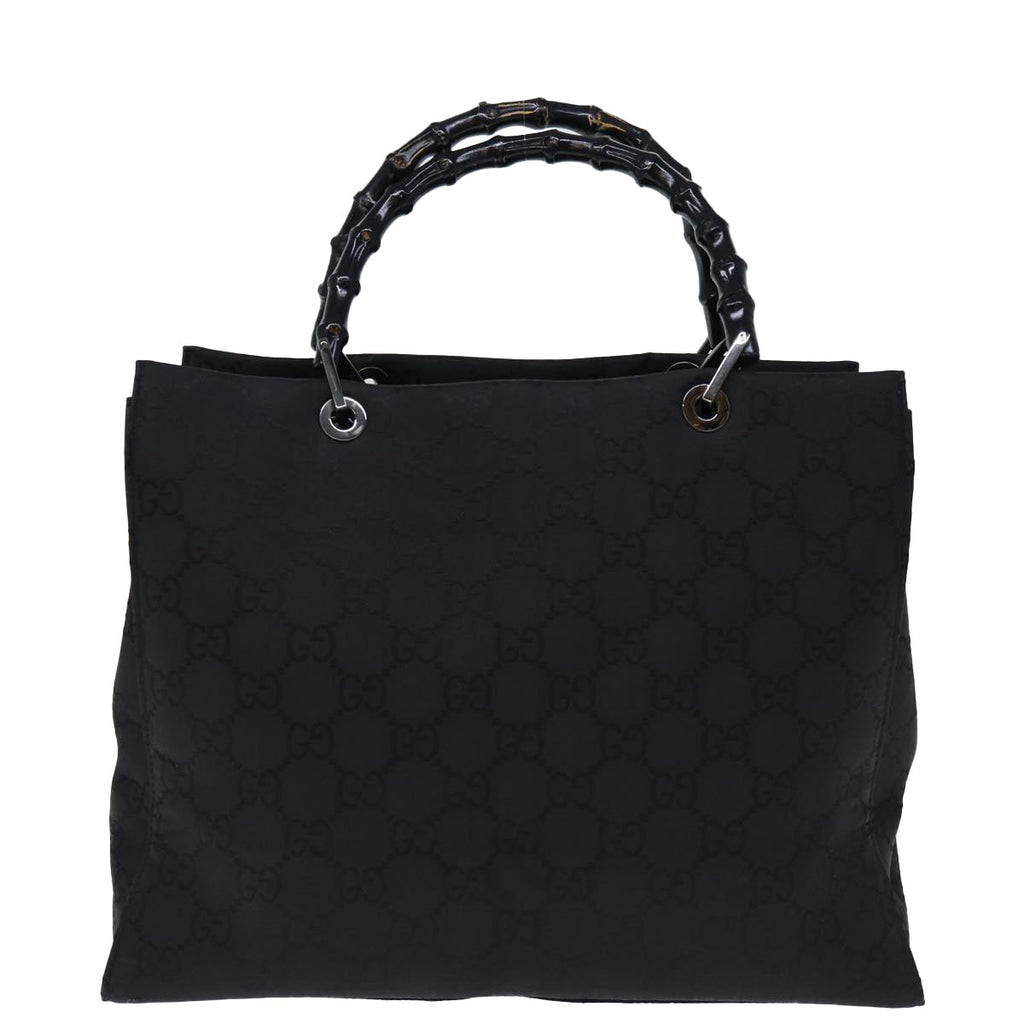GUCCI Bamboo GG Canvas Hand Bag Black 002 1010 yk12489