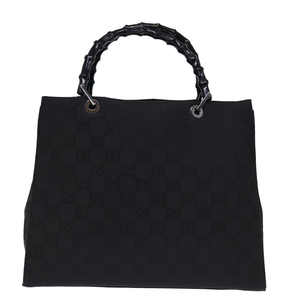 GUCCI Bamboo GG Canvas Hand Bag Black 002 1010 yk12489