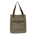 GUCCI GG Supreme Web Sherry Line Tote Bag PVC Beige Red Green yk12492