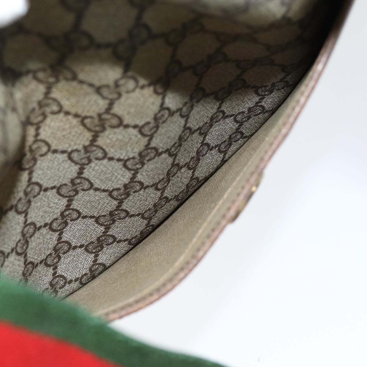 GUCCI GG Supreme Web Sherry Line Tote Bag PVC Beige Red Green yk12492