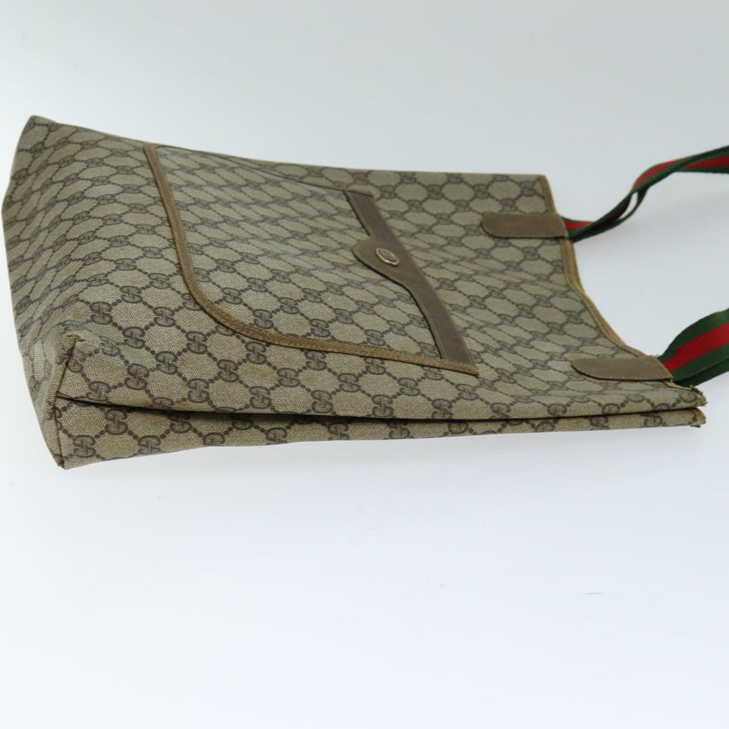 GUCCI GG Supreme Web Sherry Line Tote Bag PVC Beige Red Green yk12492