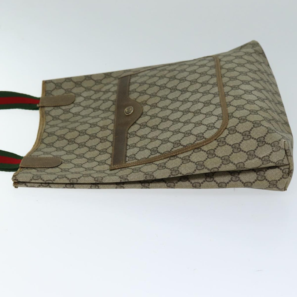 GUCCI GG Supreme Web Sherry Line Tote Bag PVC Beige Red Green yk12492