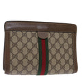 GUCCI GG Supreme Web Sherry Line Clutch Bag PVC Beige Red 89 01 001 yk12494
