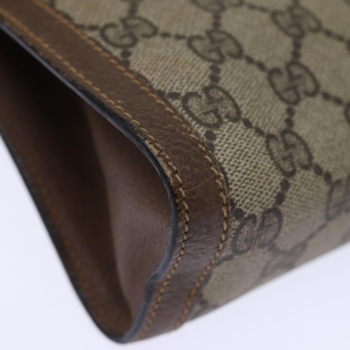 GUCCI GG Supreme Web Sherry Line Clutch Bag PVC Beige Red 89 01 001 yk12494