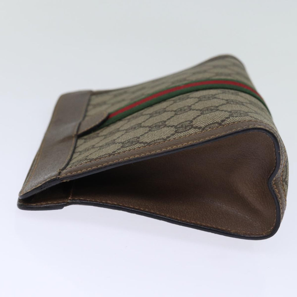GUCCI GG Supreme Web Sherry Line Clutch Bag PVC Beige Red 89 01 001 yk12494