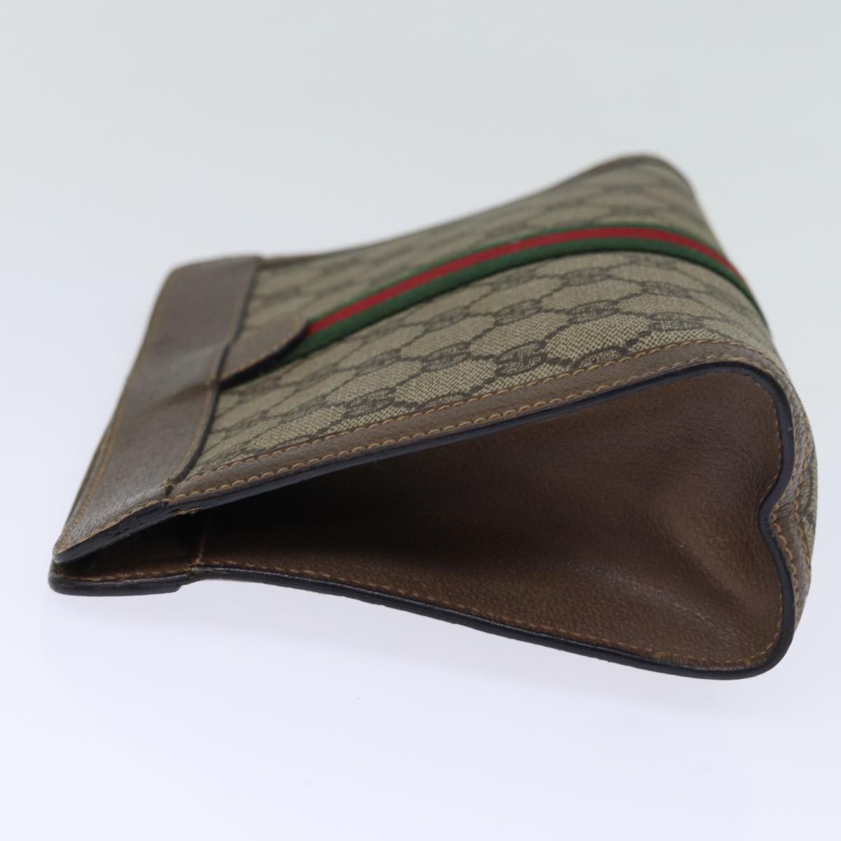 GUCCI GG Supreme Web Sherry Line Clutch Bag PVC Beige Red 89 01 001 yk12494