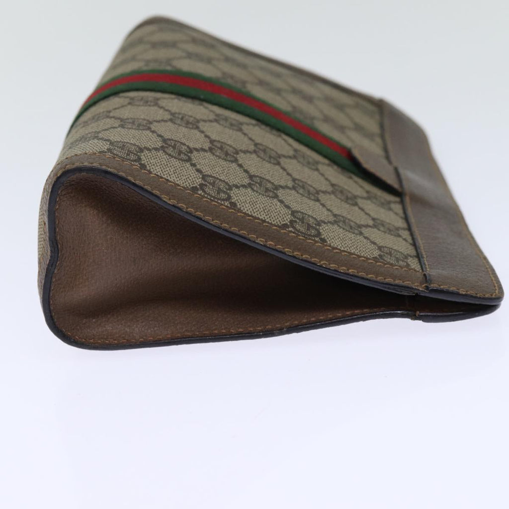 GUCCI GG Supreme Web Sherry Line Clutch Bag PVC Beige Red 89 01 001 yk12494