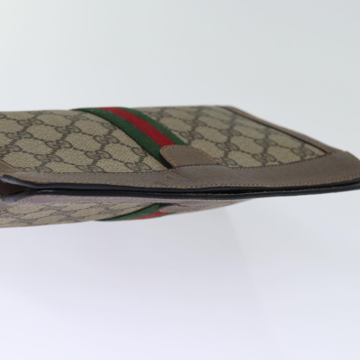 GUCCI GG Supreme Web Sherry Line Clutch Bag PVC Beige Red 89 01 001 yk12494