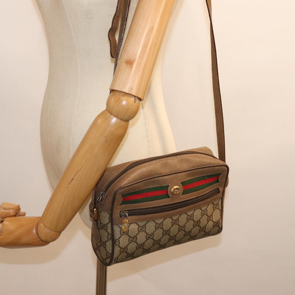 GUCCI GG Supreme Web Sherry Line Shoulder Bag Red Beige 56 02 087 yk12506