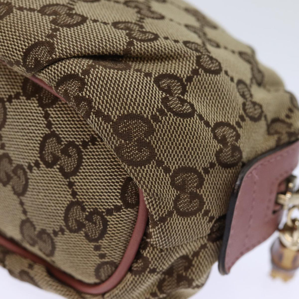 GUCCI GG Canvas Bamboo Pouch Beige 246175 yk12525
