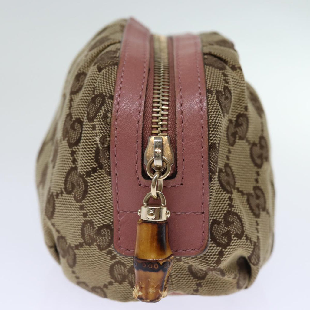 GUCCI GG Canvas Bamboo Pouch Beige 246175 yk12525
