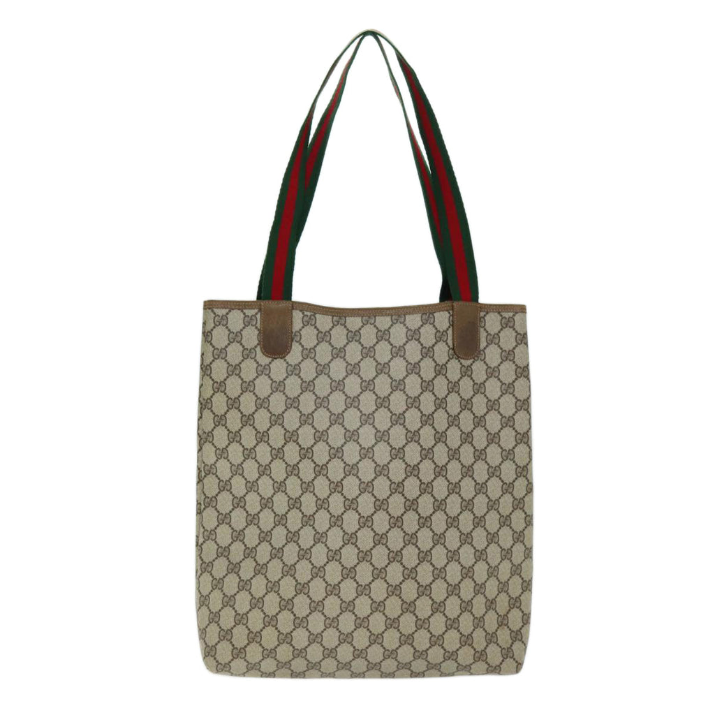 GUCCI GG Supreme Web Sherry Line Tote Bag PVC Beige Red 40 02 003 yk12529