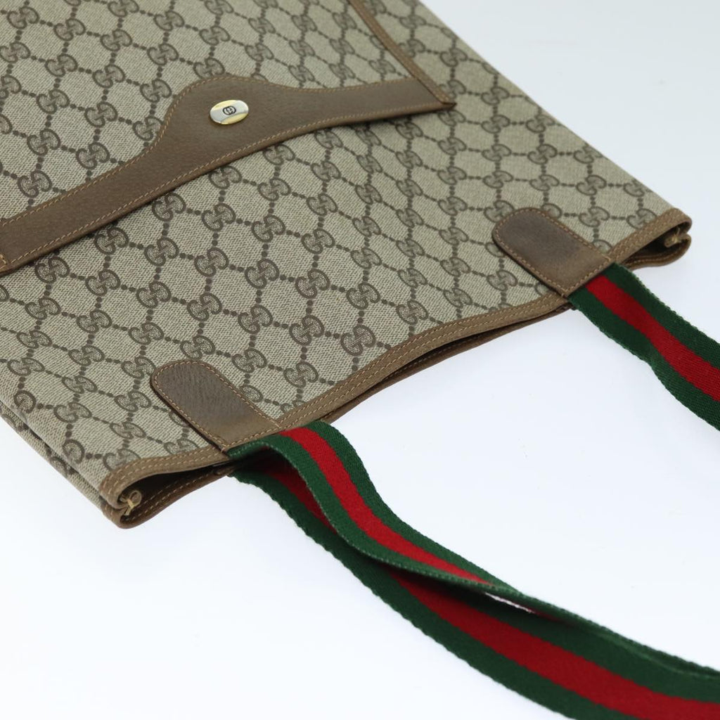 GUCCI GG Supreme Web Sherry Line Tote Bag PVC Beige Red 40 02 003 yk12529