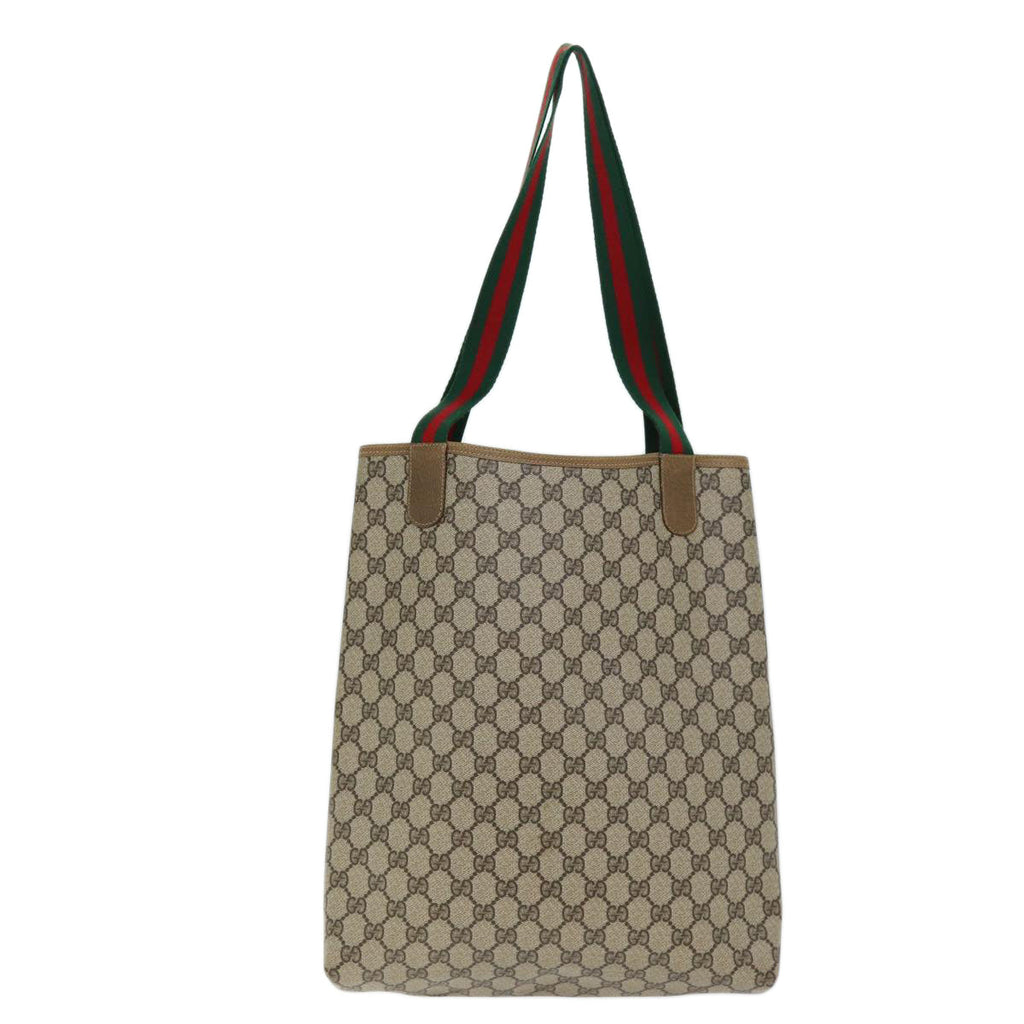 GUCCI GG Supreme Web Sherry Line Tote Bag PVC Beige Red 89 02 003 yk12548