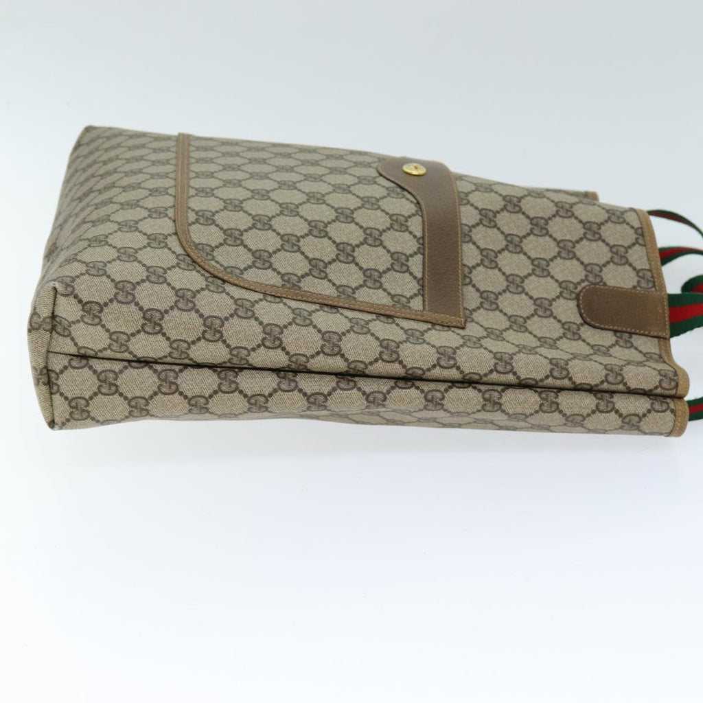 GUCCI GG Supreme Web Sherry Line Tote Bag PVC Beige Red 89 02 003 yk12548