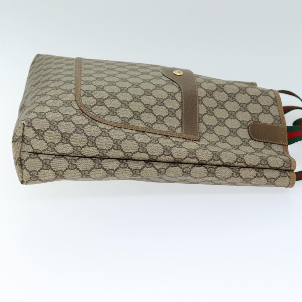 GUCCI GG Supreme Web Sherry Line Tote Bag PVC Beige Red 89 02 003 yk12548