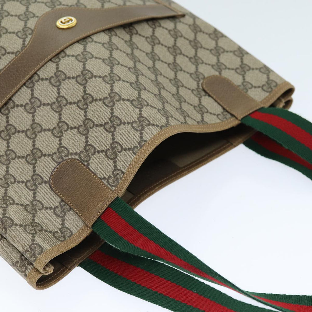 GUCCI GG Supreme Web Sherry Line Tote Bag PVC Beige Red 89 02 003 yk12548