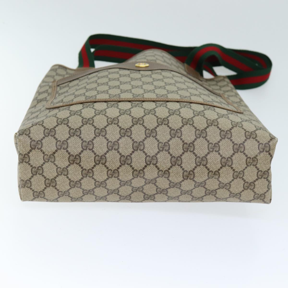 GUCCI GG Supreme Web Sherry Line Tote Bag PVC Beige Red 89 02 003 yk12548