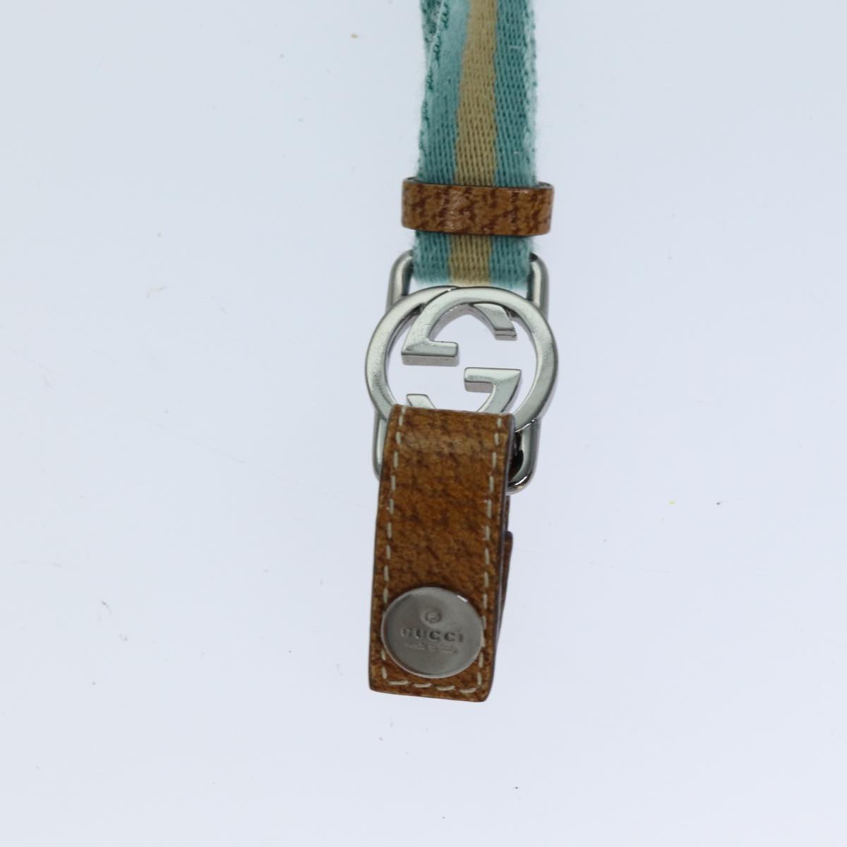 GUCCI Neck Strap Canvas Beige Blue 115278 yk12555