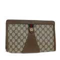 GUCCI GG Supreme Web Sherry Line Clutch Bag PVC Beige Red 89 01 033 yk12556